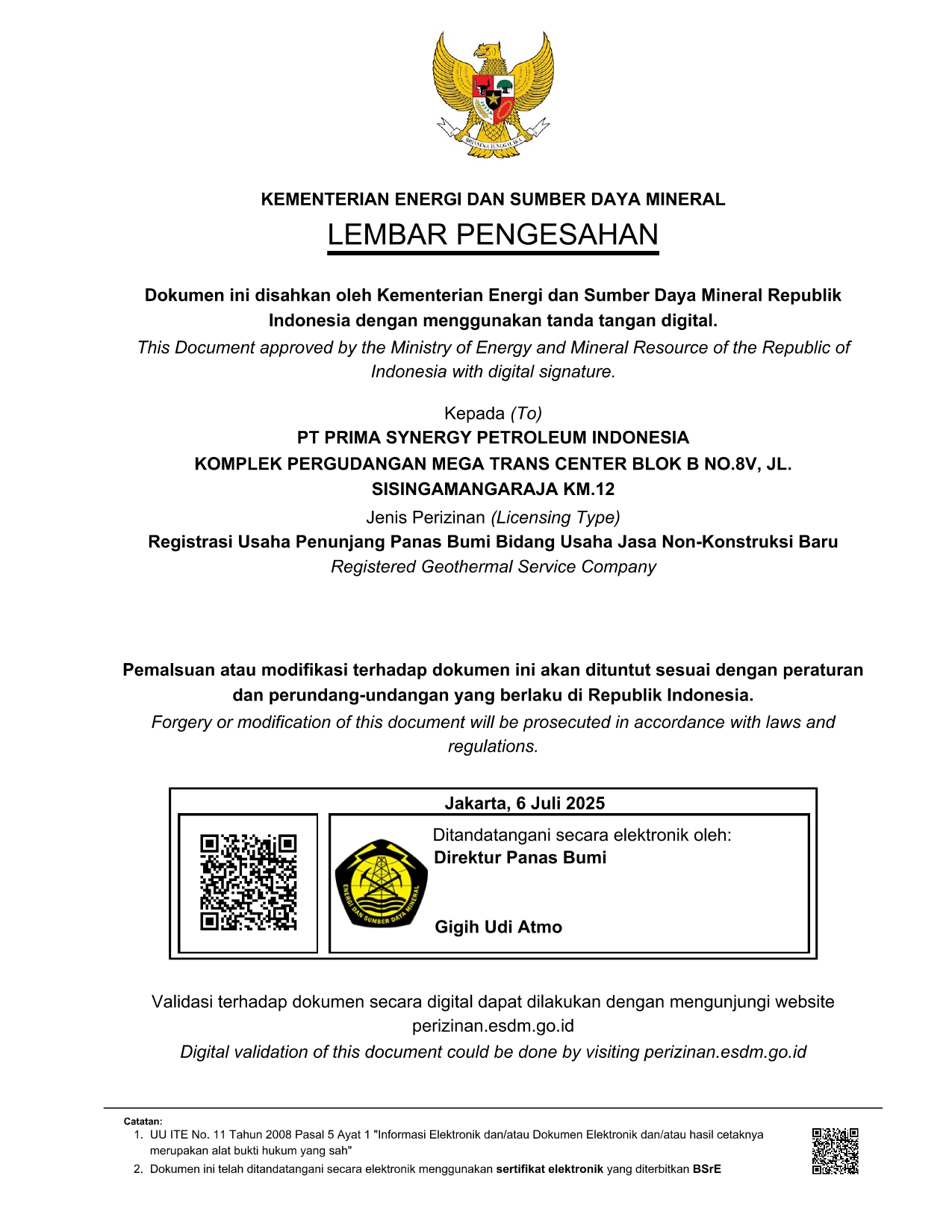 RUP Panas Bumi